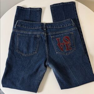 Vintage Y2K NOBO Blue Straight Leg Jeans with Red Love Accent
